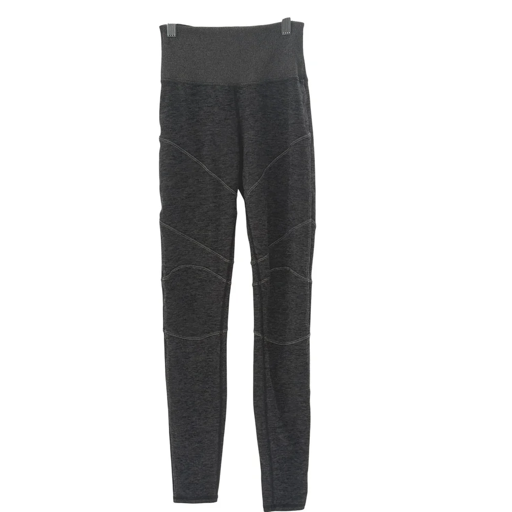 Alo Leggings Revel Fleece Lined Women Size XS Black Gray High‎ Rise